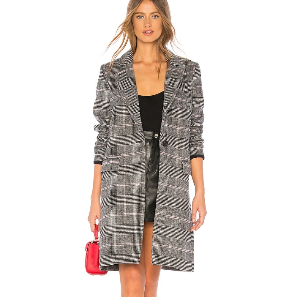 NWT Rails Anders Wool Charcoal & Pink Plaid Coat